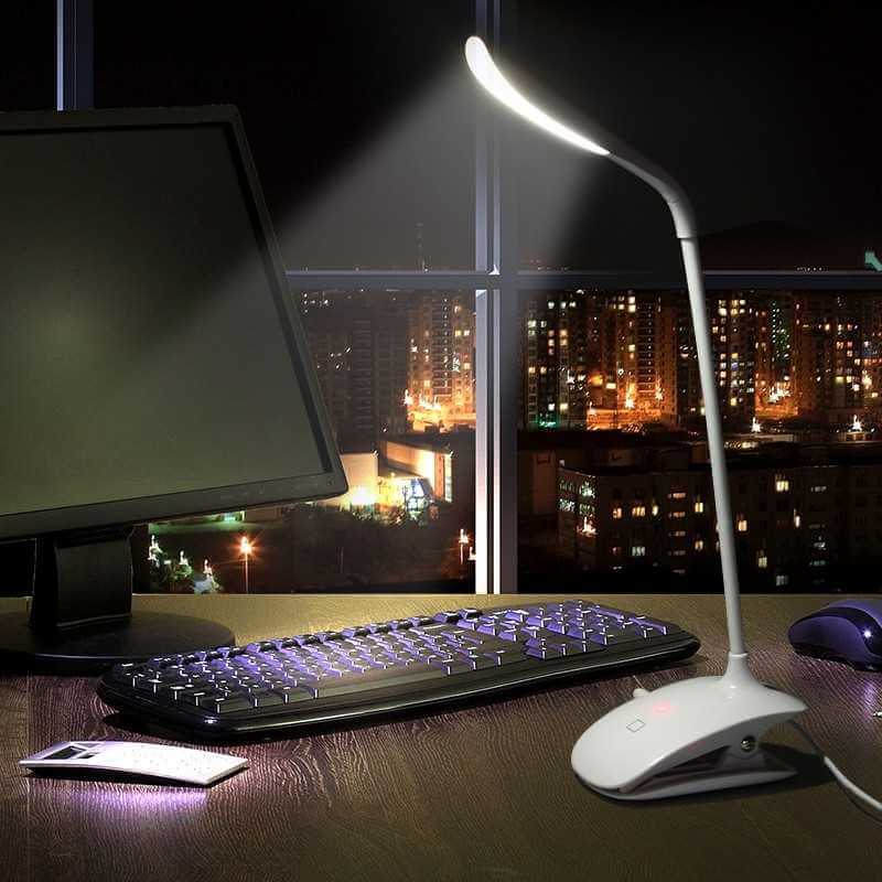 Lampe LED USB de bureau rechargeable, intensité réglable en